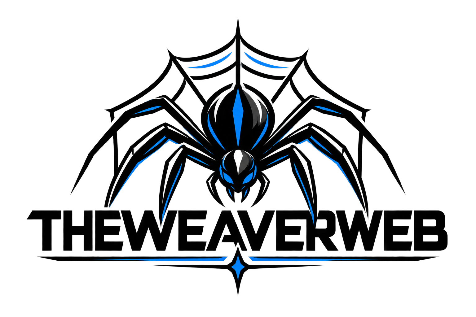 THEWEAVERWEB black and blue spider logo